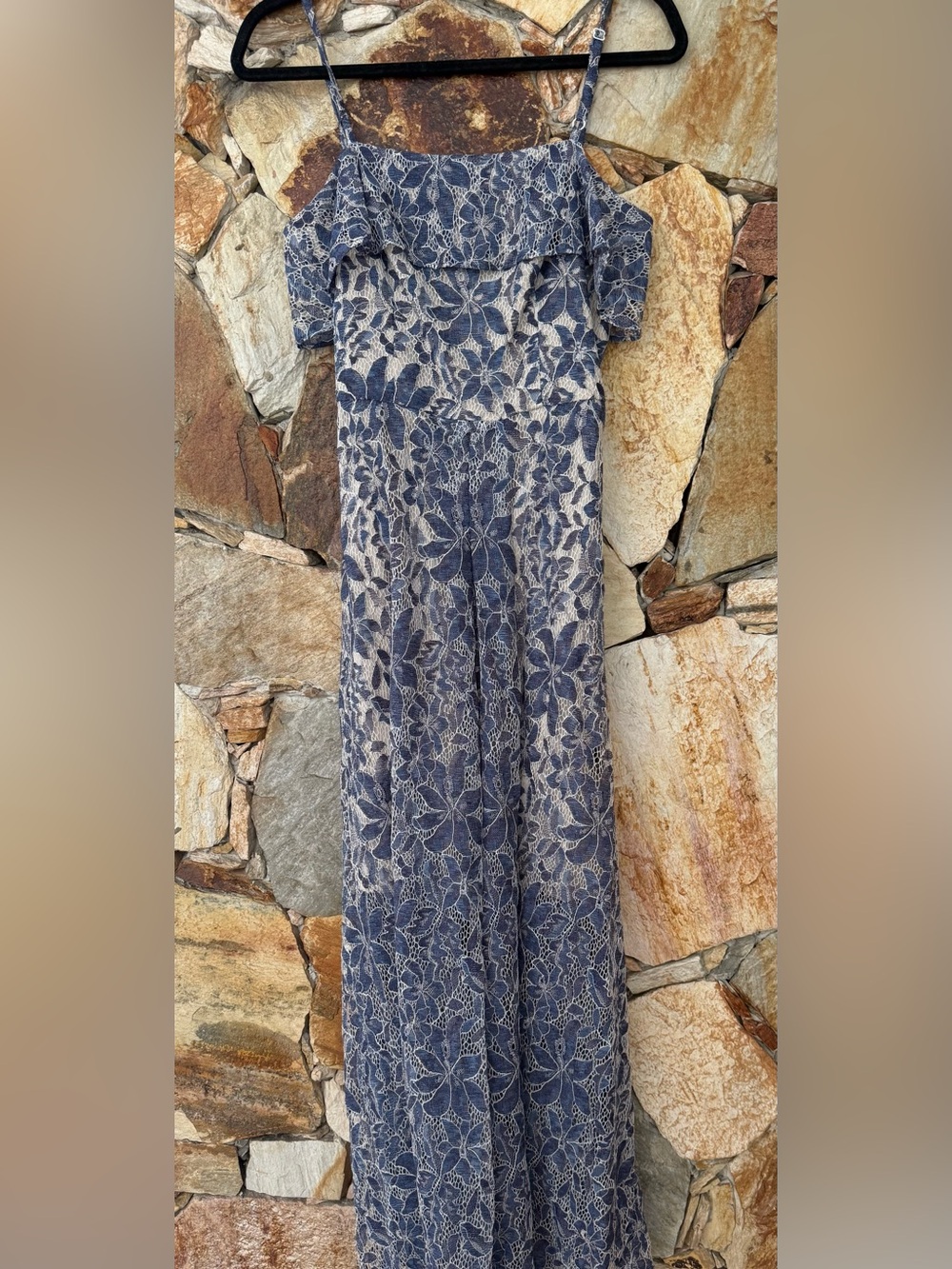 Jessica Simpson Navy Lace Evening Dress